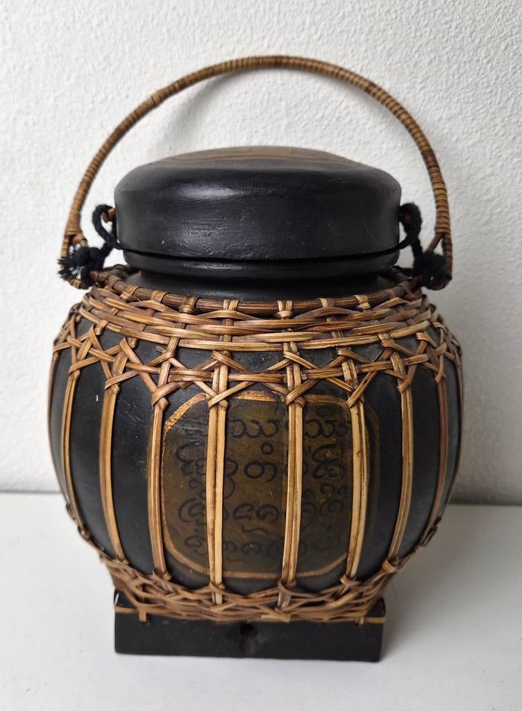 Vintage originele Thaise rijstmand, Ophalen of Verzenden, Zo goed als nieuw, Overige materialen, Pot, Bus of Blik