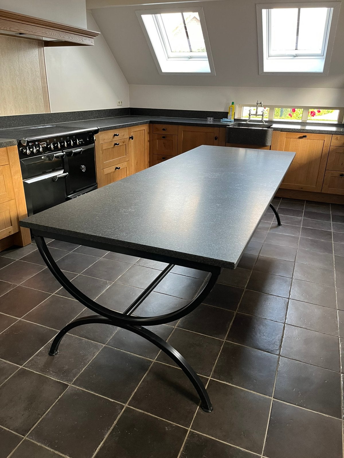 Marmeren eettafel/ tuintafel, Ophalen, Zo goed als nieuw, Rechthoekig