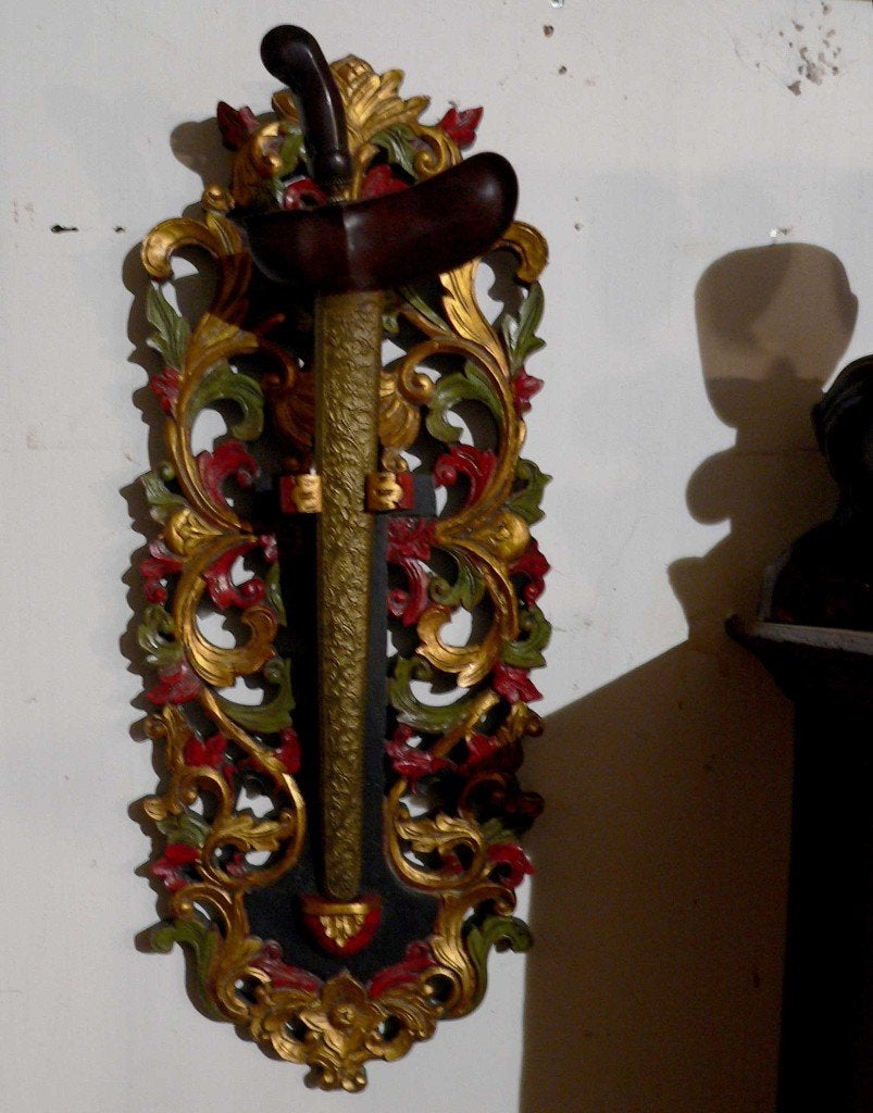 Blawong Keris AA7 Kris houder met kleuren & florale motieven, Ophalen of Verzenden