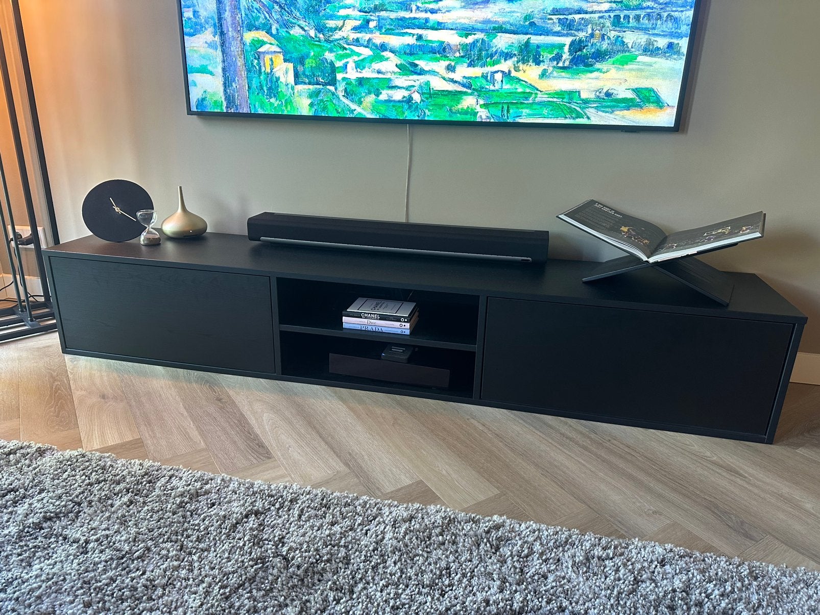 TV meubel 200cm black oak, Ophalen, Zo goed als nieuw, 200 cm of meer, Minder dan 100 cm