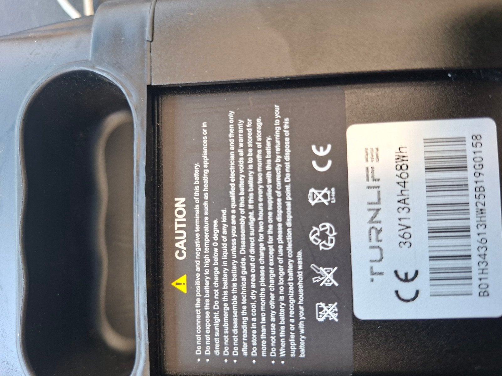 Turnlife E-bike Accu 36V 13Ah 468Wh met Oplader, Ophalen of Verzenden, Gebruikt