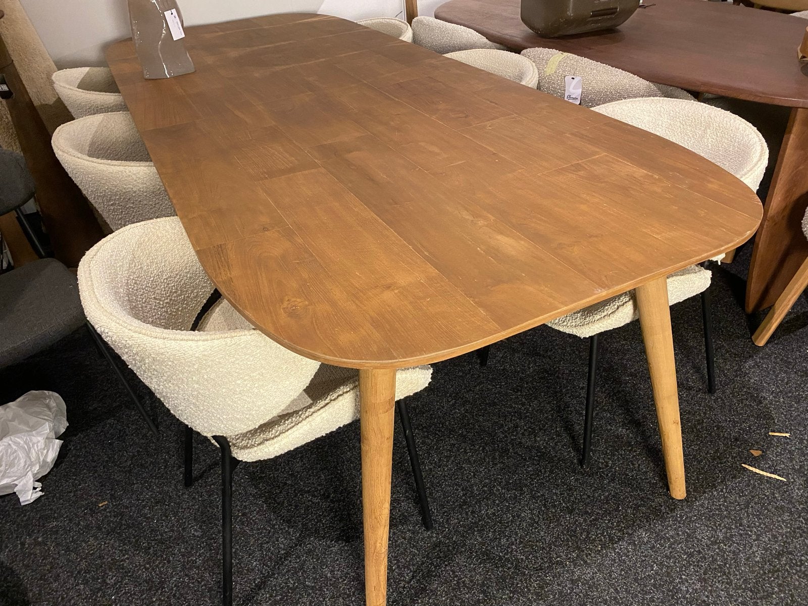 Showroommodel Tafel 260x100 Gerecycled Teak tabassum, Ophalen, 100 tot 150 cm, Teakhout, Vijf personen of meer