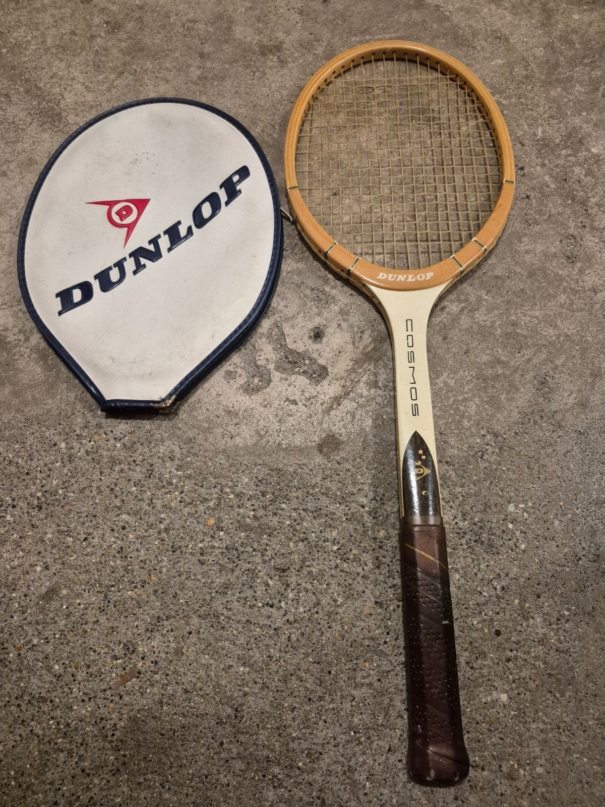 Vintage Dunlop Cosmos Tennisracket met hoes, Ophalen of Verzenden