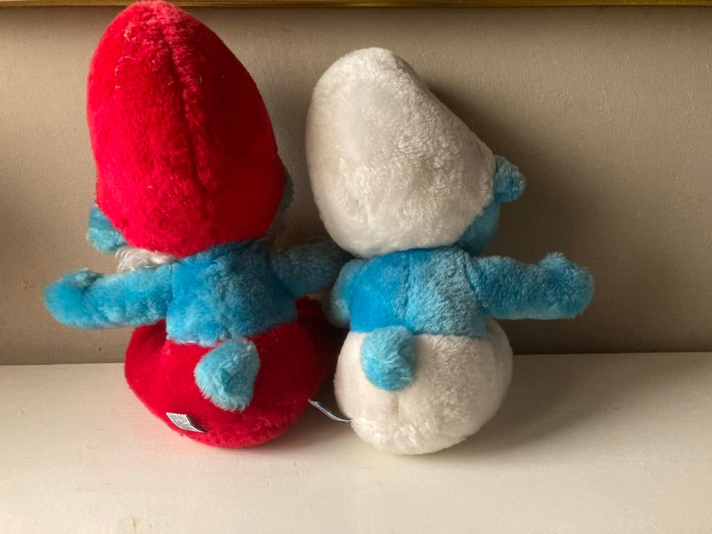 Grote Smurf en Smurf knuffels - Vintage set, Ophalen of Verzenden, Gebruikt, Verschillende Smurfen, Poppetje, Figuurtje of Knuffel