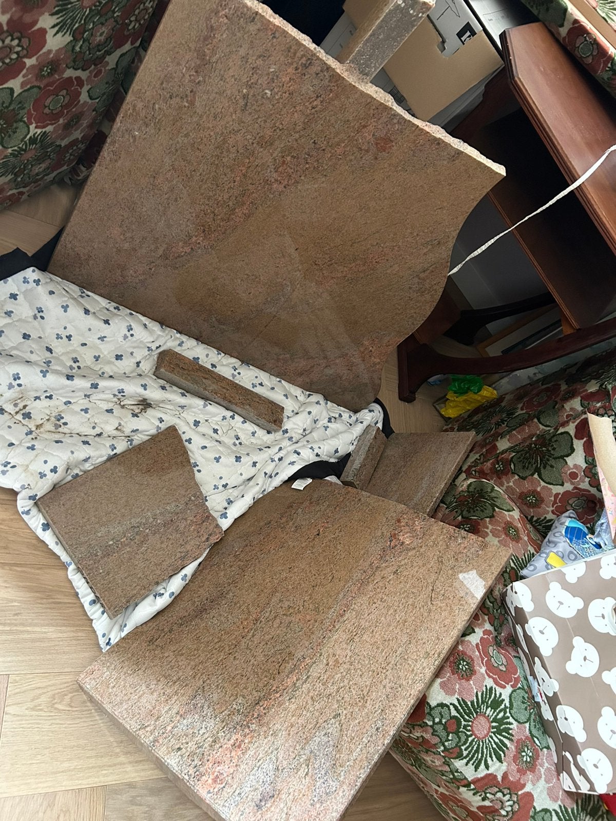 Restant / gebroken marmeren tafel, Ophalen, Gebruikt, Overige metalen