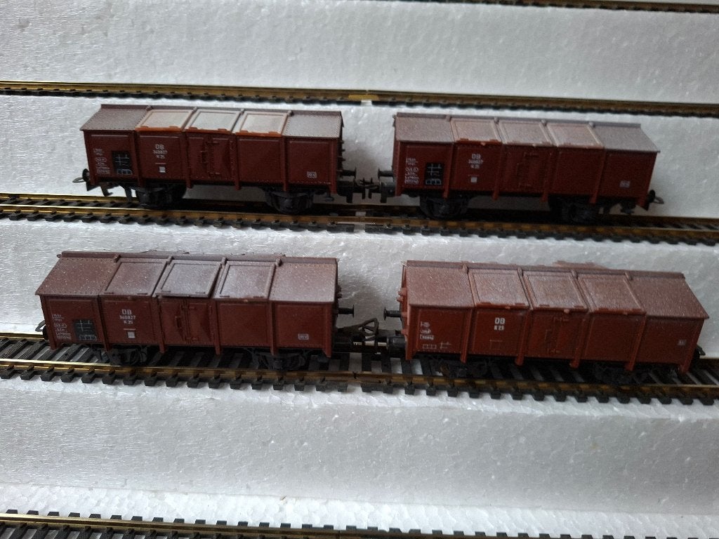 Roco H0 4313 - 4x Klapdekselwagon van de DB, Gebruikt, Gelijkstroom, Wagon, Ophalen of Verzenden