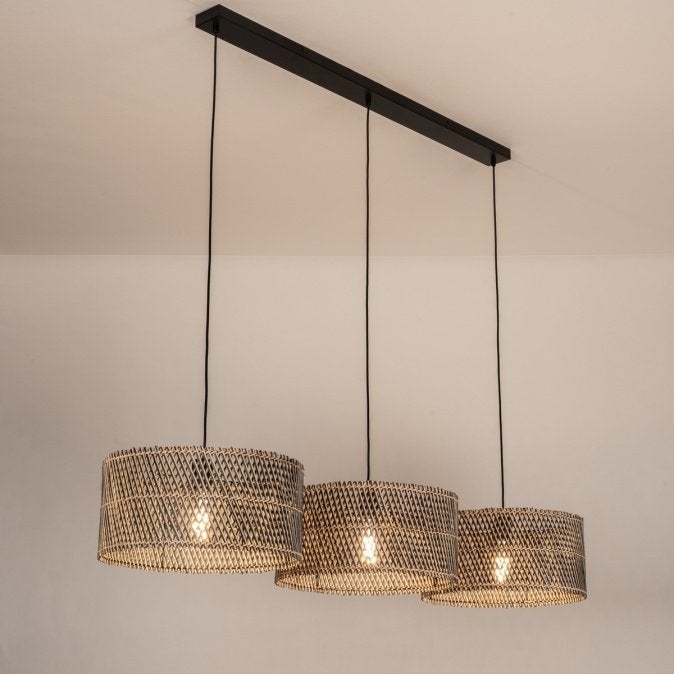 hanglamp rotan riet japandi bamboe eettafel bar tafel lamp, Ophalen of Verzenden, Nieuw, Hout