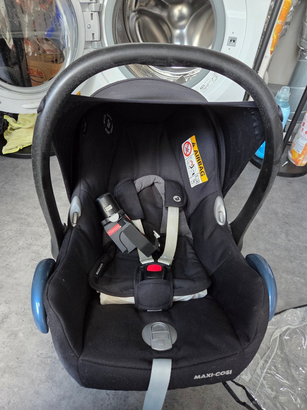Maxi-Cosi Cabriofix autostoel met regenhoes en adapters, Ophalen, Autogordel of Isofix, Gebruikt, 0 t/m 13 kg