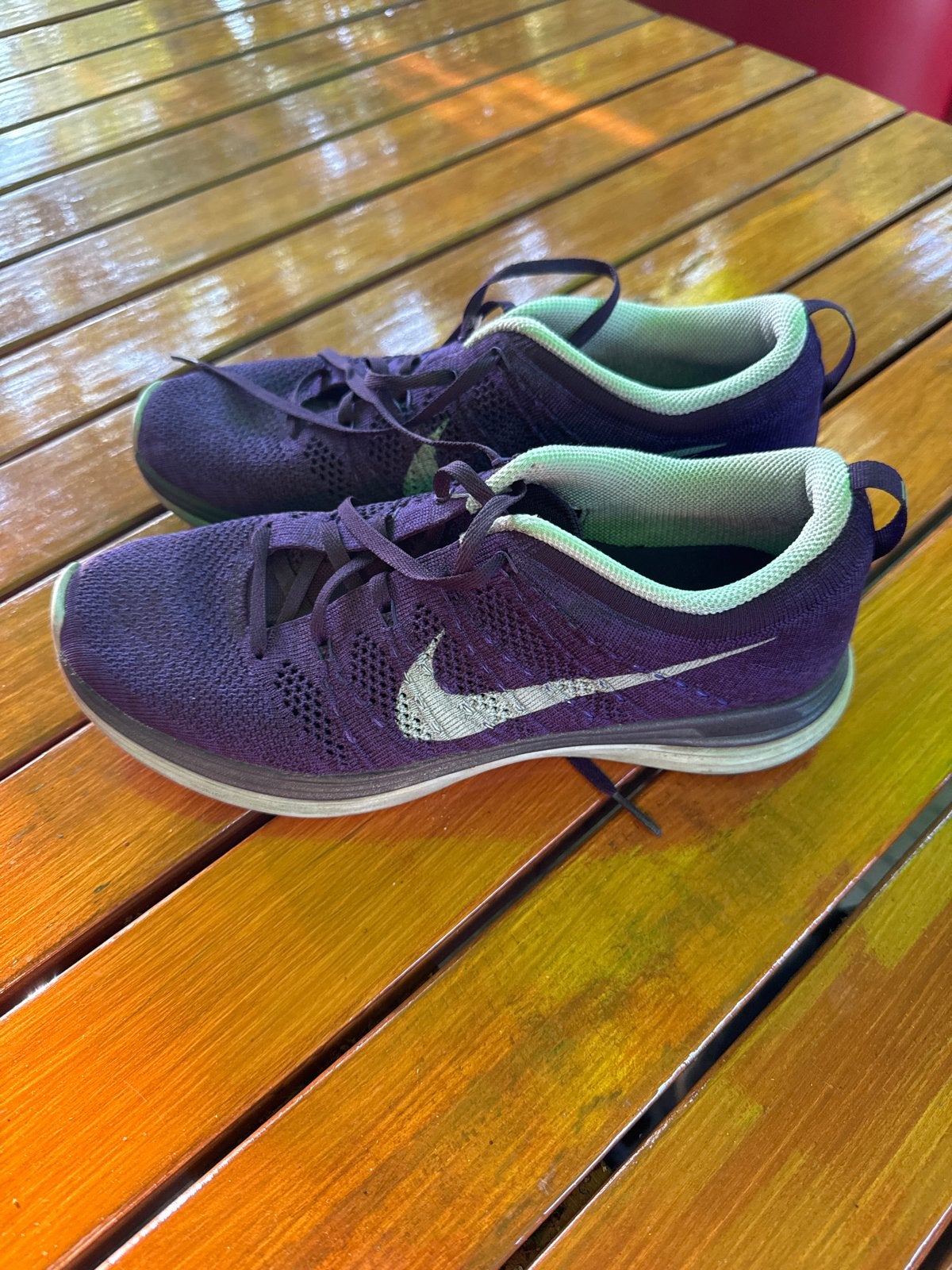 Nike Flyknit Lunar 1 - Paarse Sneakers Maat 41, Ophalen of Verzenden, Gedragen, Overige kleuren, Sneakers of Gympen