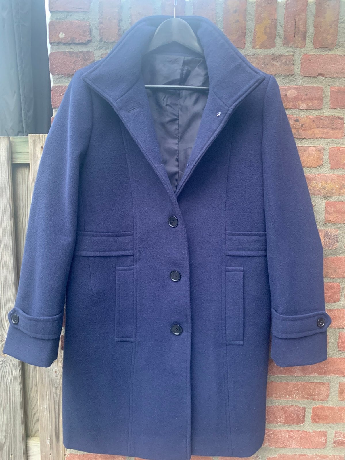 Mooie, wollen jas, Ophalen of Verzenden, Zo goed als nieuw, Maat 38/40 (M), Blauw