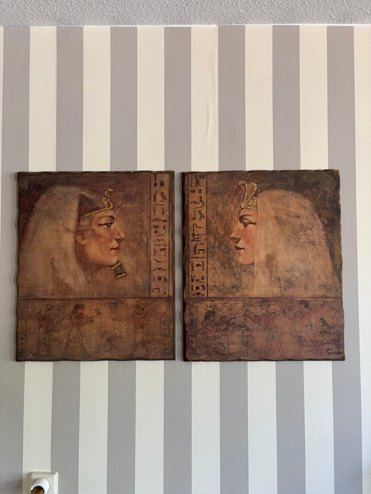 Egyptische kunstwerken set van 2 stuks zgan, Ophalen, Zo goed als nieuw