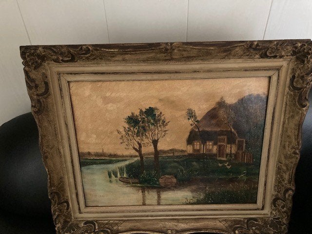 2 mooie schilderijen, een op doek en een paneel, Ophalen of Verzenden, Origineel werk