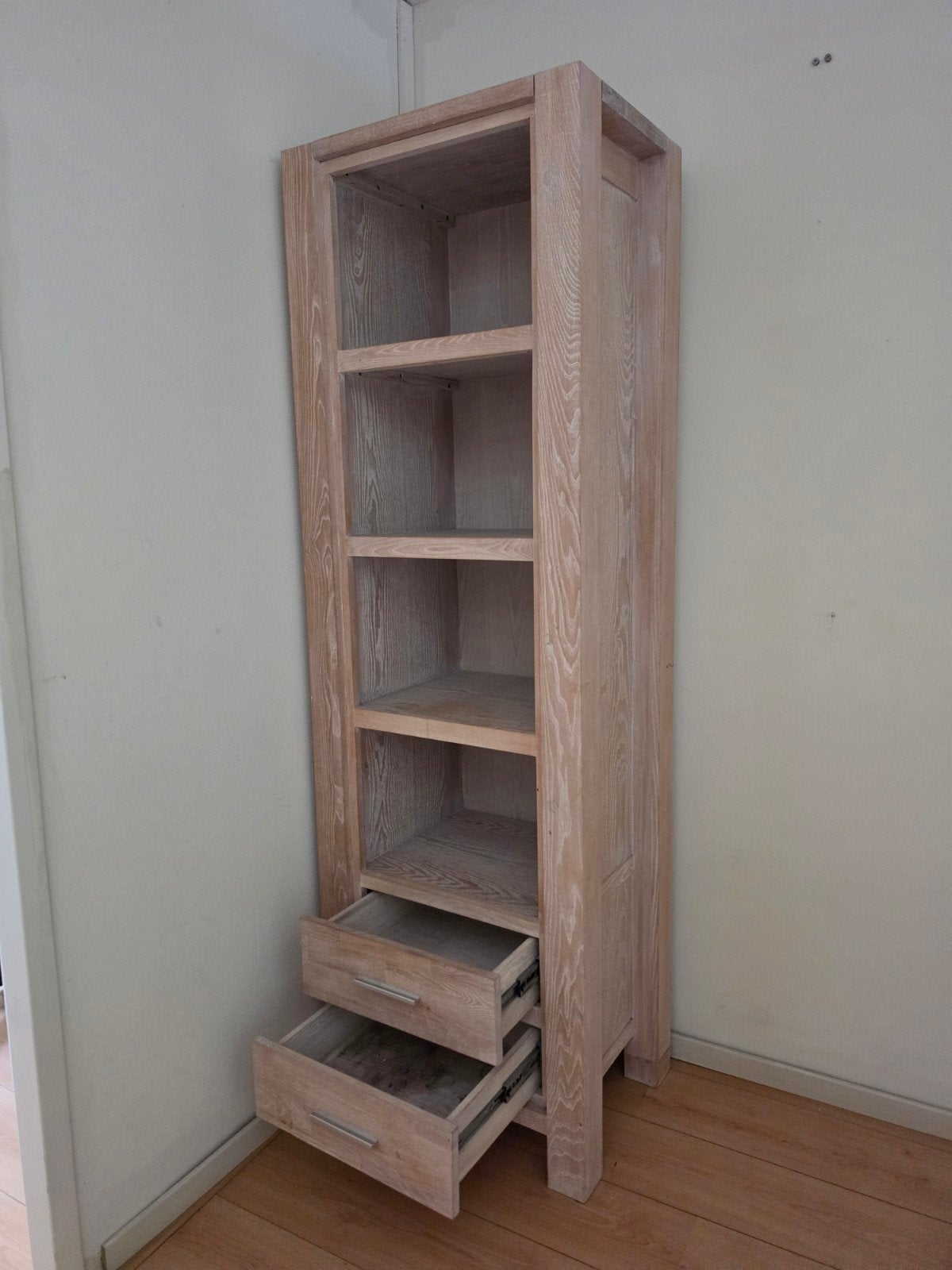 Massief houten kast met lades en planken, Ophalen, Gebruikt, 50 tot 100 cm, Met lade(s)