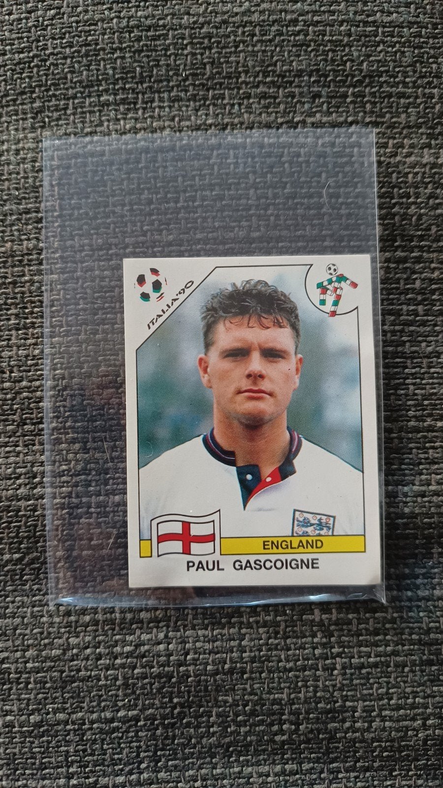 Paul Gascoigne Panini sticker Italia '90, Ophalen of Verzenden, Zo goed als nieuw, Sport