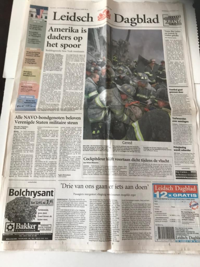 Leidsch Dagblad 13 september 2001, Verzamelen, Tijdschriften, Kranten en Knipsels, Ophalen of Verzenden, 1980 tot heden, Krant