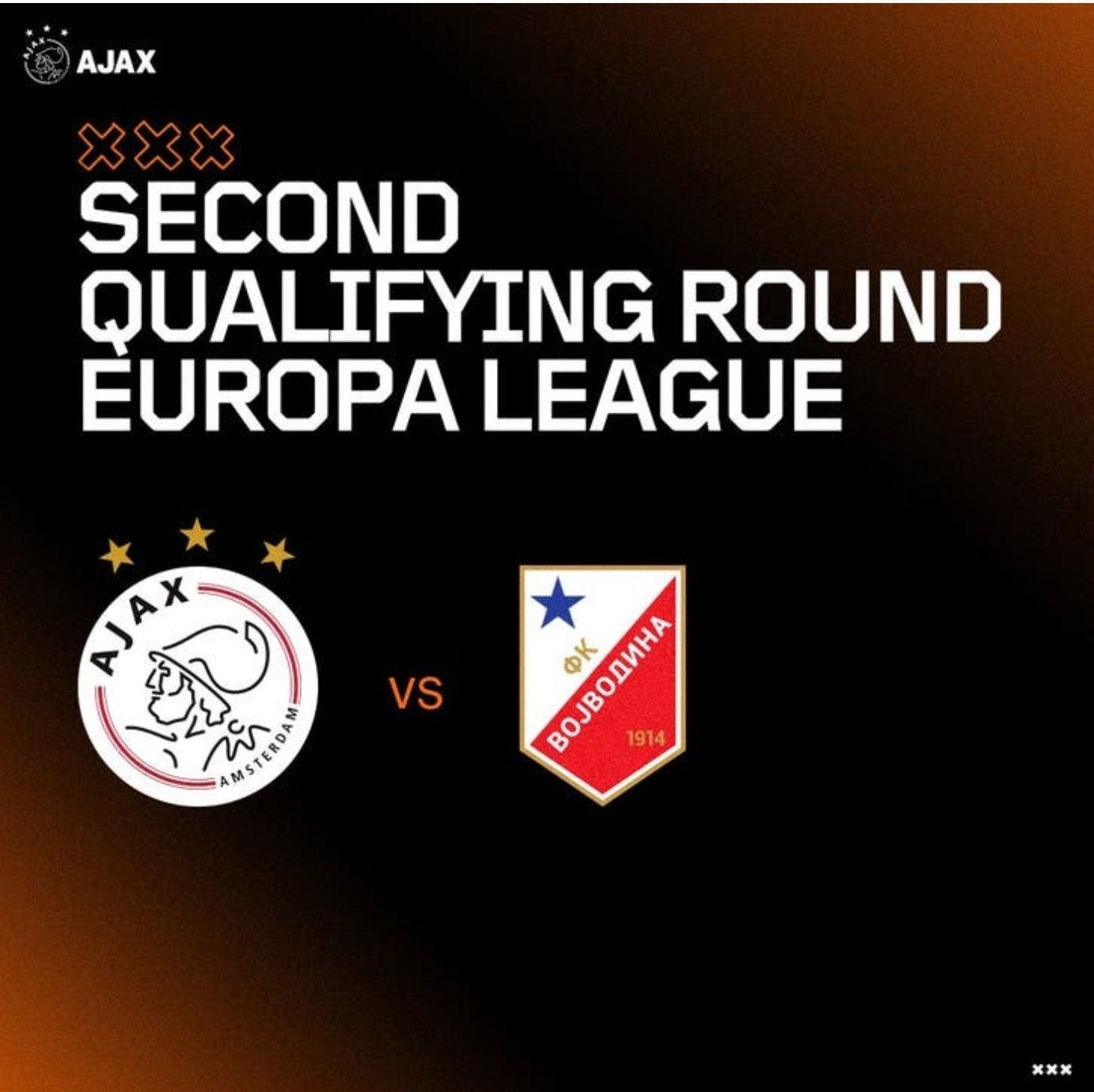 Ajax - FK Vojvodina 2x naast elkaar Vak 405 rij 1 !!, Twee personen