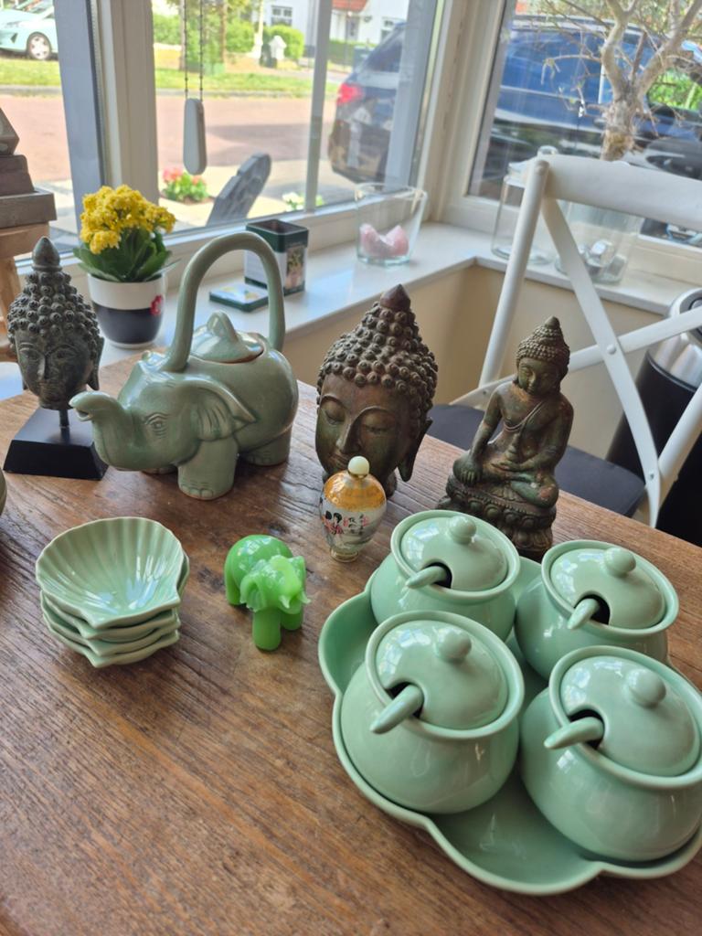 Aziatische decoratie set: theepot, Boeddha's en meer, Ophalen of Verzenden
