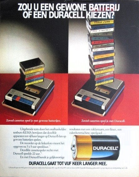 5 vintage advertenties Duracell batterij 71-81 batterijen, Ophalen of Verzenden, Gebruikt