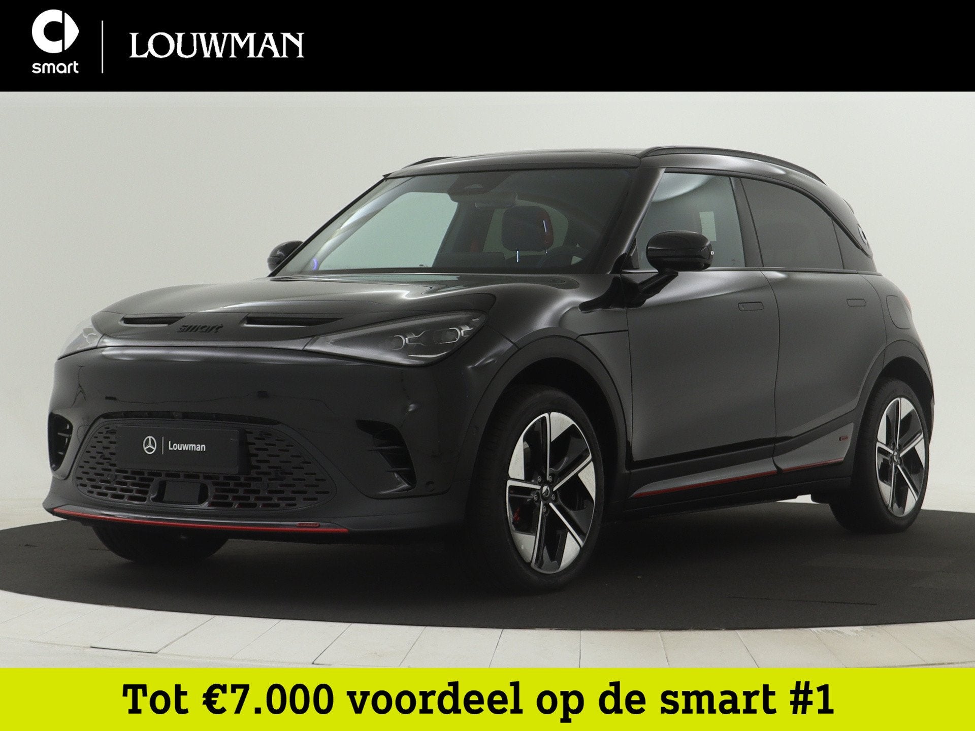 Smart #1 BRABUS 66 kWh Actieprijs € 40.500,- | Warmtepomp, Auto's, Automaat, Automatische klimaatregeling, 430 pk, Zwart