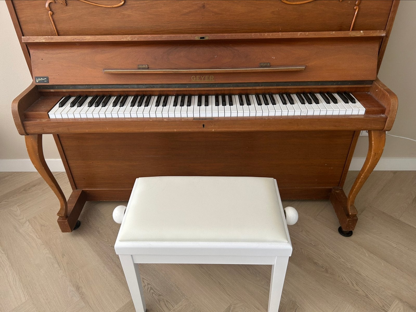 Piano kruk in hoogte verstelbaar - wit, Ophalen, Zo goed als nieuw, Wit, Overige typen