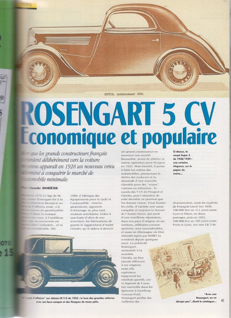 Rosengart 5 CV Classic car, Verzenden, Gelezen, Algemeen