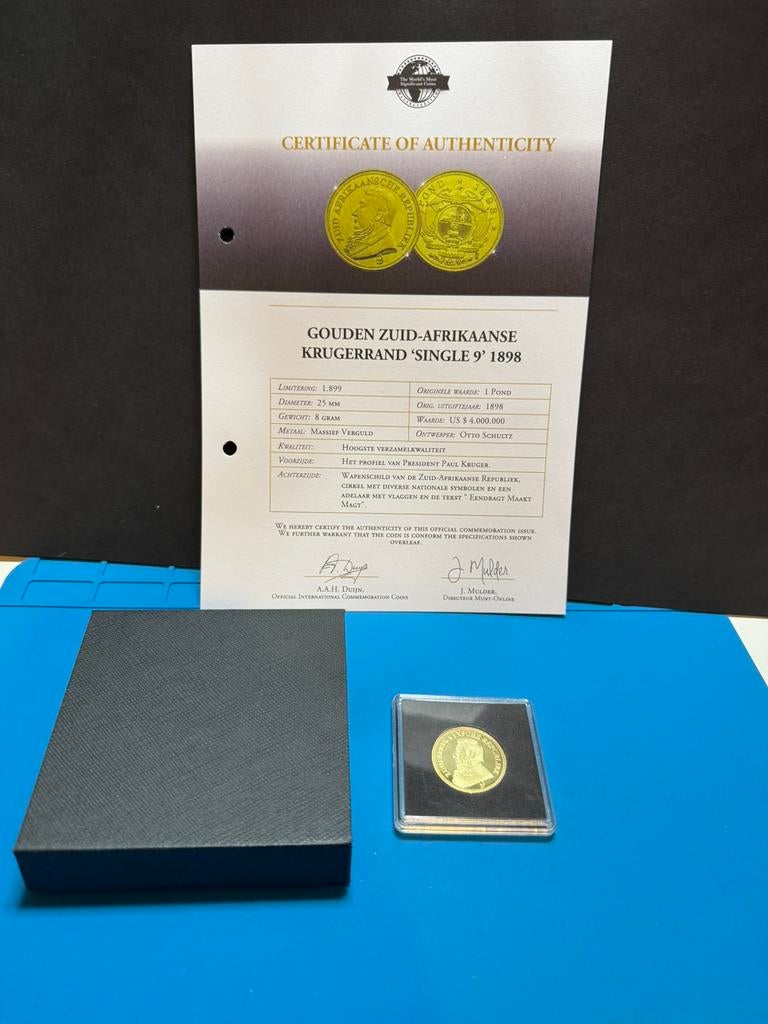 gouden zuid-afrikaanse krugerrand single 9 1898, Ophalen of Verzenden, Griekenland
