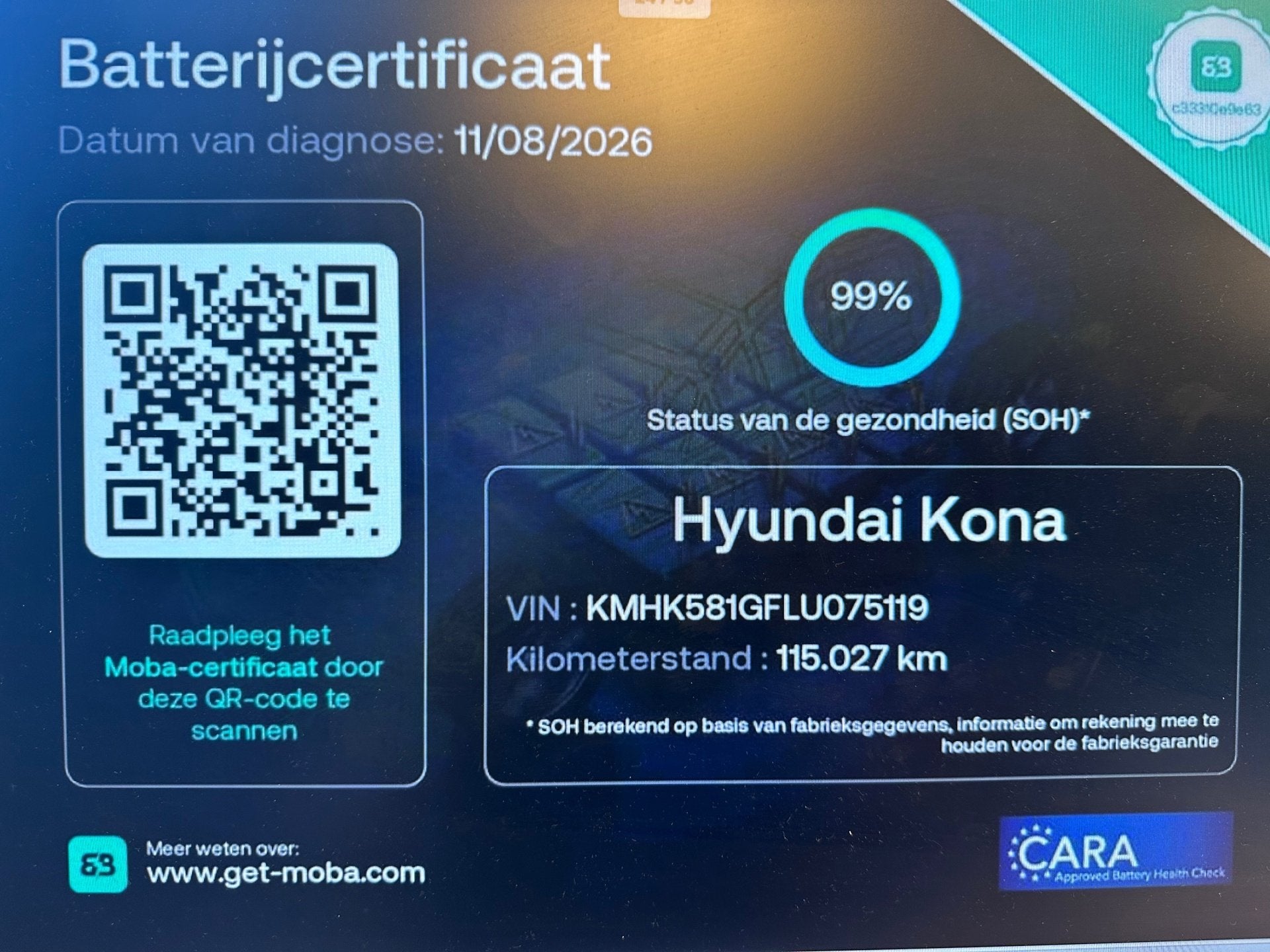 Hyundai Kona EV Premium 64 kWh WPOMP TREKHAAK SOH 99% 1 EIG, Auto's, Dealer onderhouden, Gebruikt, Zwart, Wit