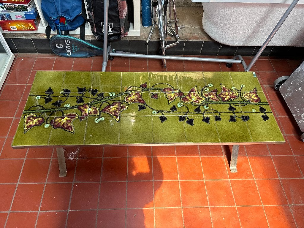 Vintage Tegeltafel Groen Botanisch Mid-Century Mode  CS27153, Ophalen