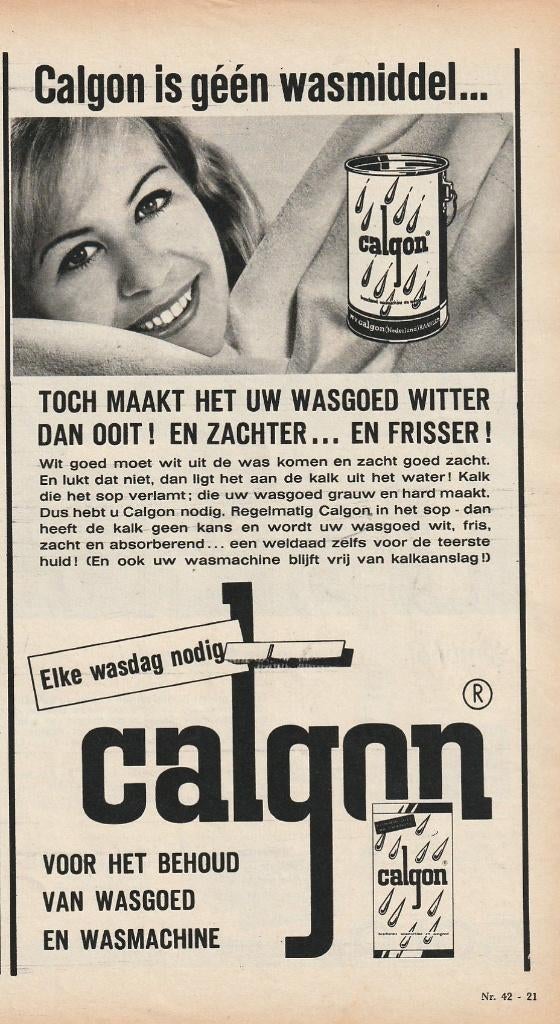 Retro reclame 1963 Calgon dat is geen wasmiddel, Verzenden, Overige typen