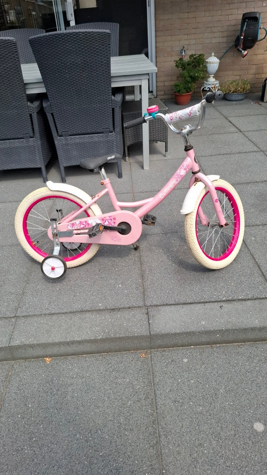 leuk meisjesfiets, Ophalen, Terugtraprem, Zijwieltjes, 16 tot 20 inch