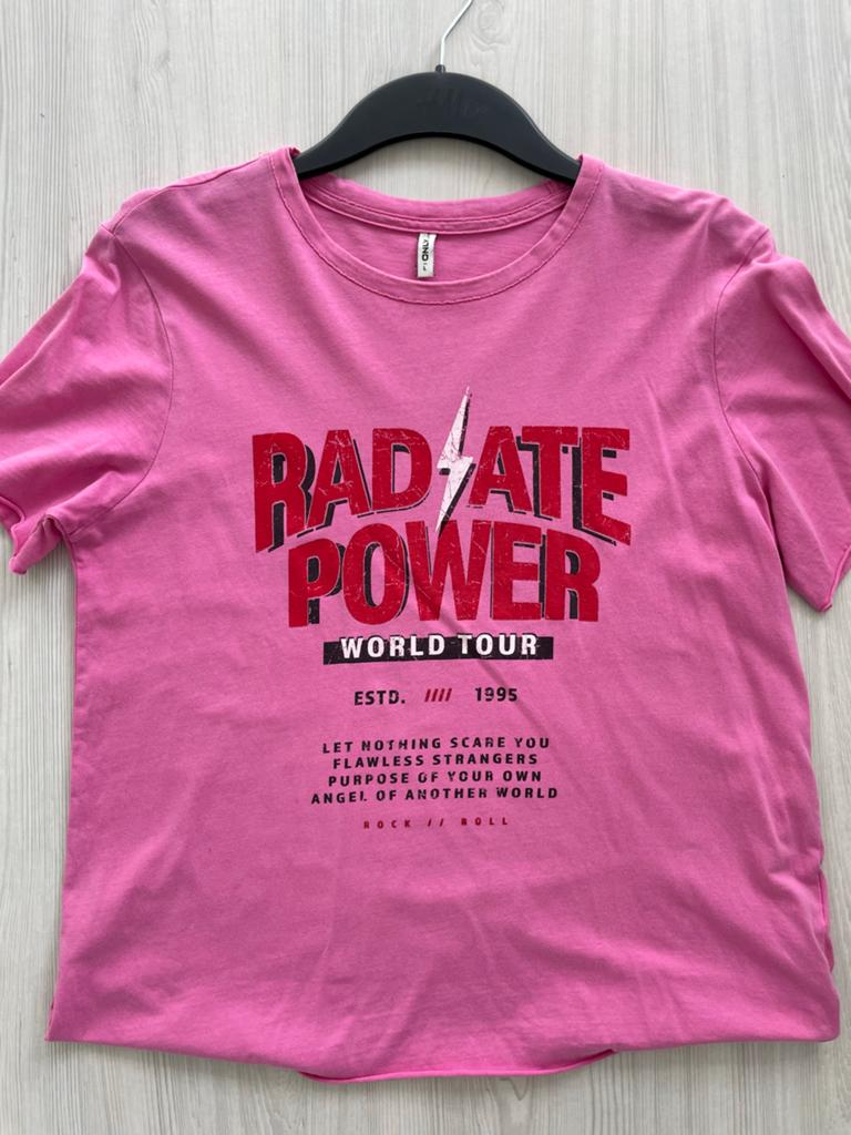 Roze T-shirt met print - Only maat L, Maat 42/44 (L), Ophalen of Verzenden, Korte mouw, Roze