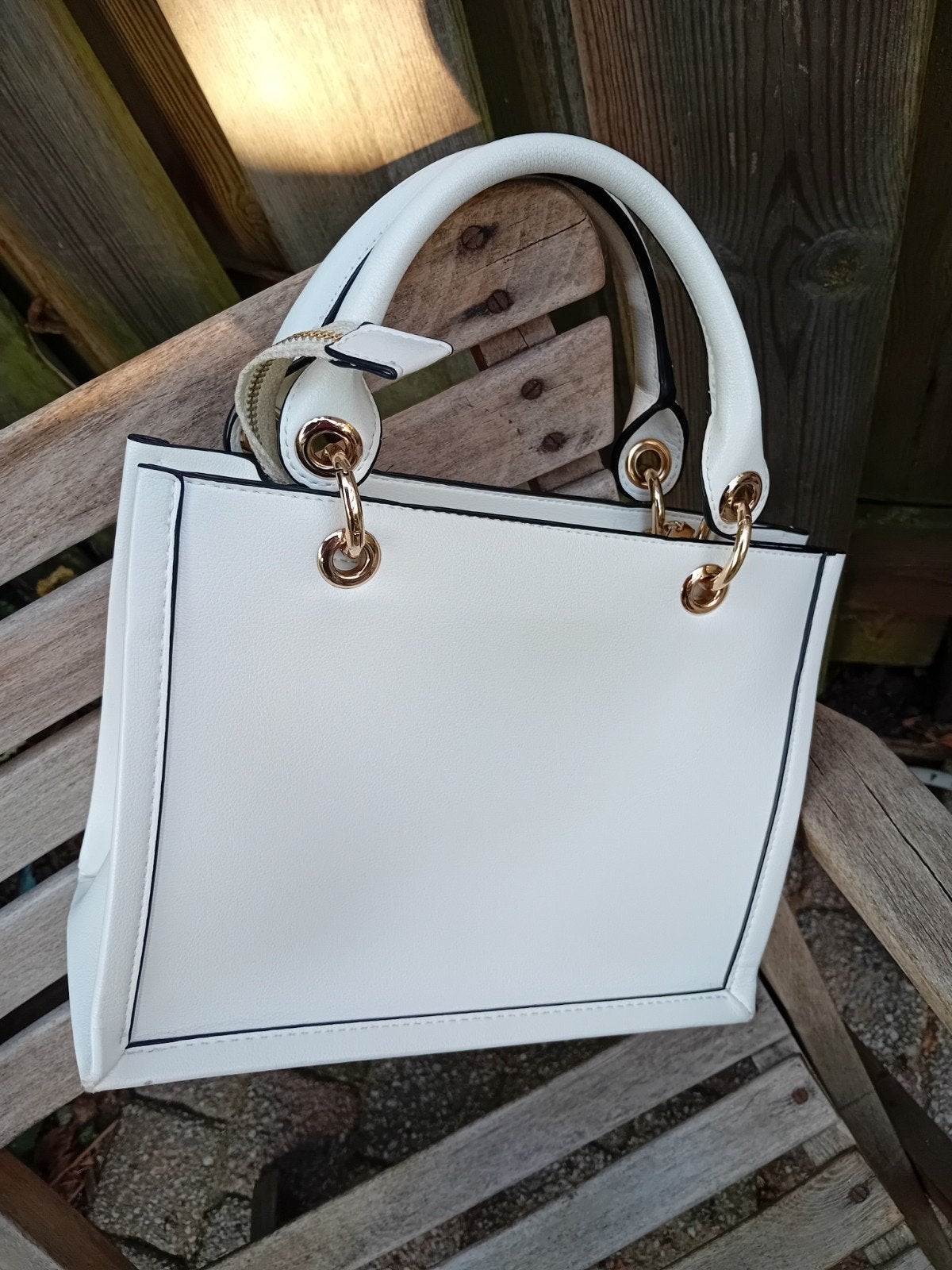 chique Valentino handtas wit met zwarte accenten, met boek, Ophalen of Verzenden, Gebruikt, Wit, Handtas