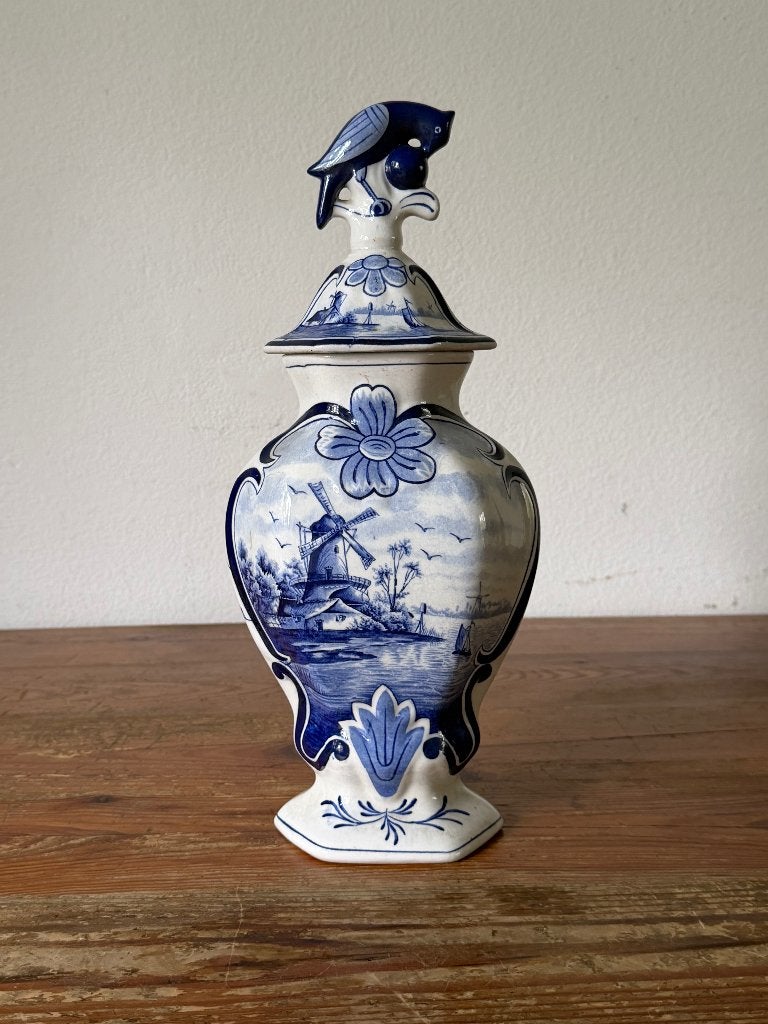 Dekselvaas - Delfts Blauw Aardewerk, Antiek en Kunst, Ophalen of Verzenden