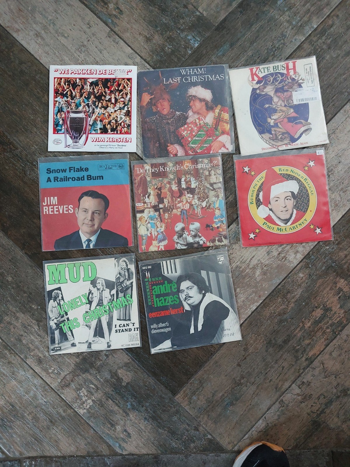 Kerst Vinyl Collectie: Wham!, McCartney, Hazes & meer, Ophalen, Gebruikt, 7 inch, Fotohoes
