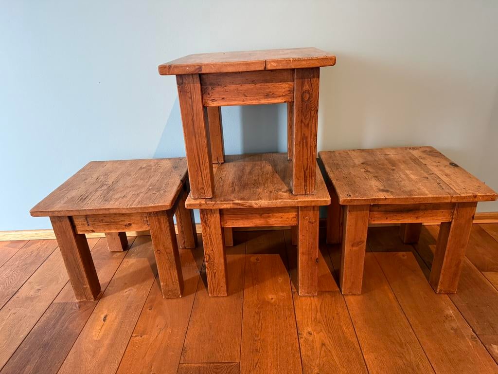 4x grenen salontafel (L48xB48xH43 cm), Ophalen, 100 tot 150 cm, Zo goed als nieuw, X