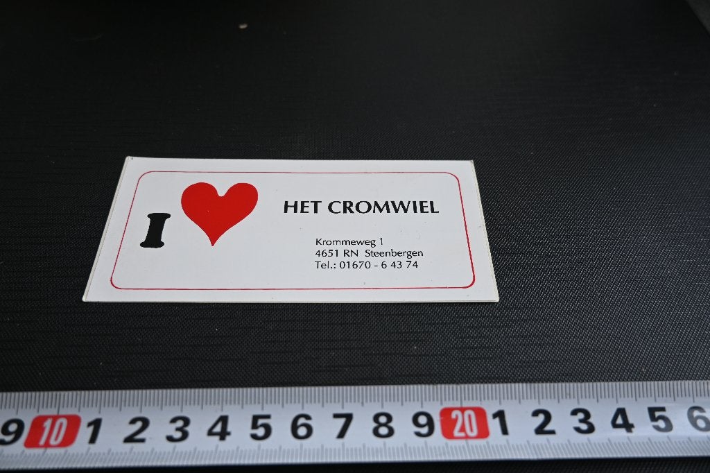sticker Steenbergen I LOVE HET CROMWIEL Krommeweg 1, Verzamelen, Ophalen, Zo goed als nieuw