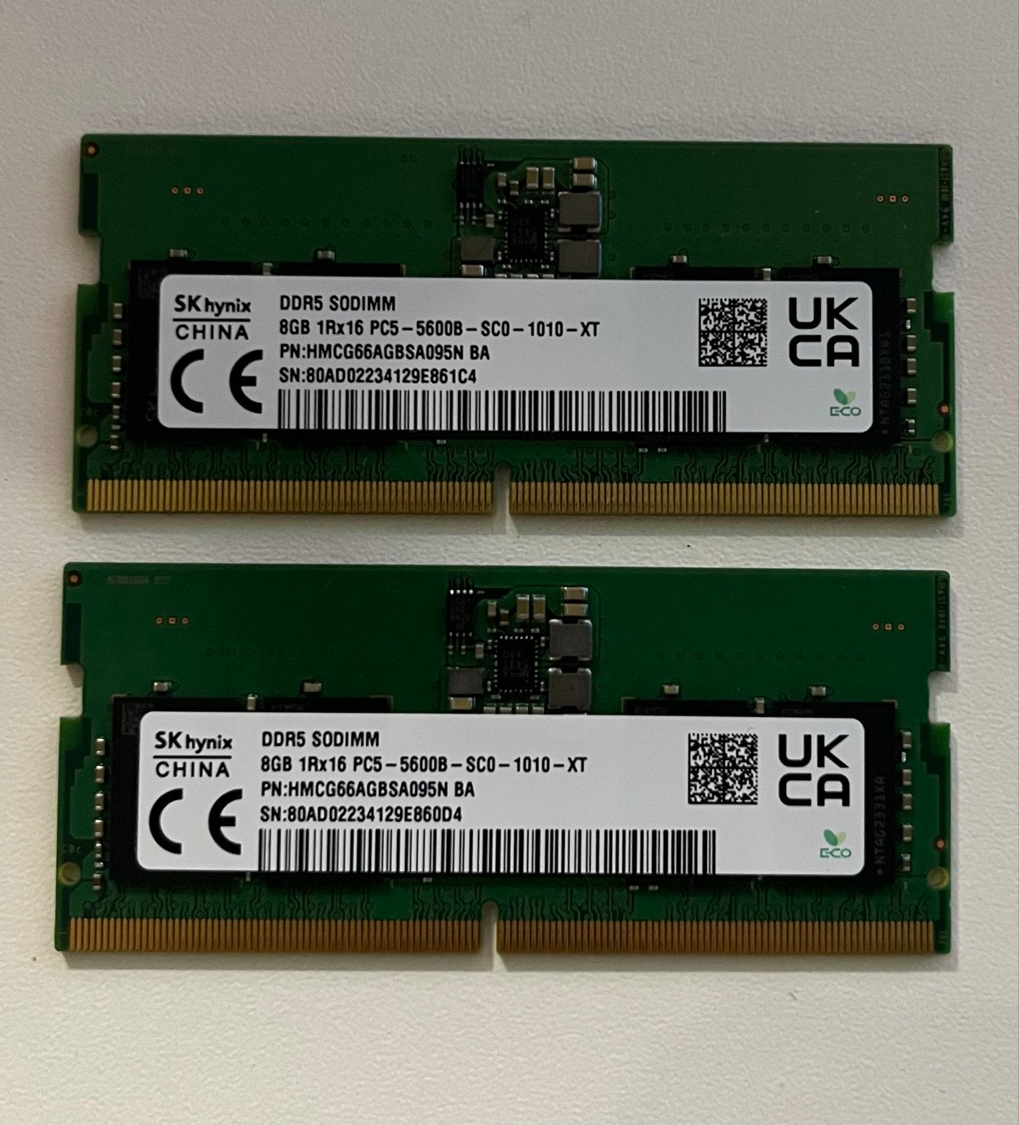 SK Hynix DDR5 SODIMM 8GB PC5-5600B RAM Geheugen (2 stuks), Nieuw, Ophalen of Verzenden, DDR5, Laptop