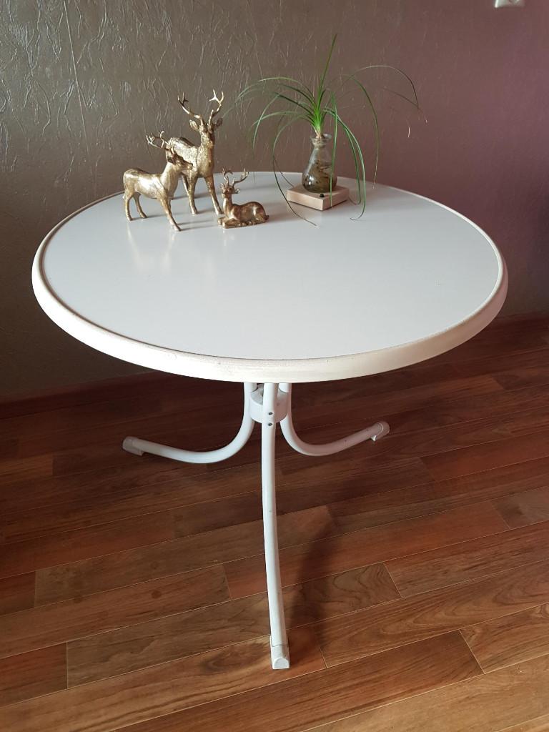 weg=weg Becolith tuintafel terras tuin balkon tafel rond wit, Tuin en Terras, Tuintafels, Ophalen, Gebruikt, Rond, Kunststof