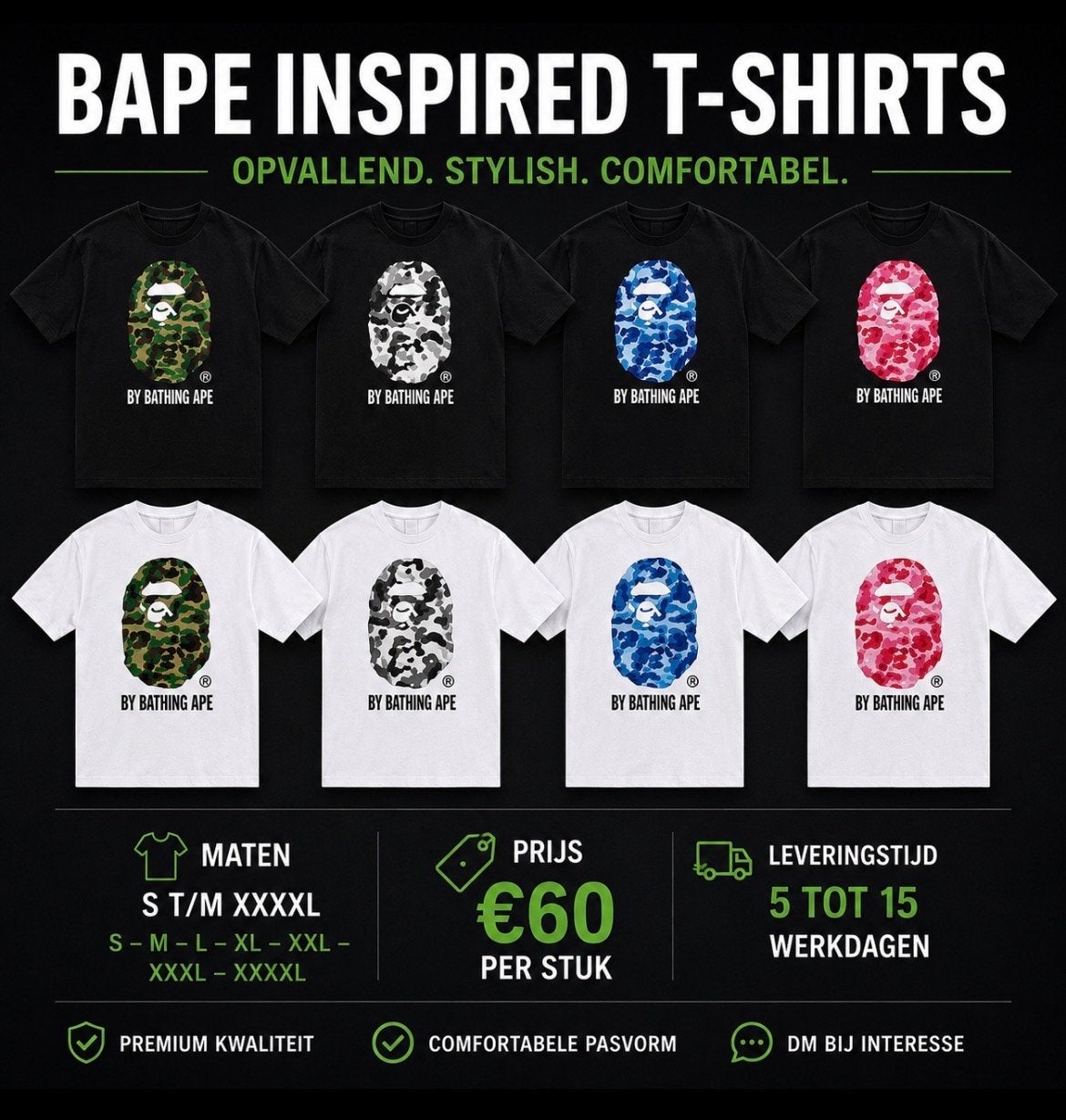 BAPE t-shirt, Verzenden, Nieuw, Overige maten, Meerkleurig