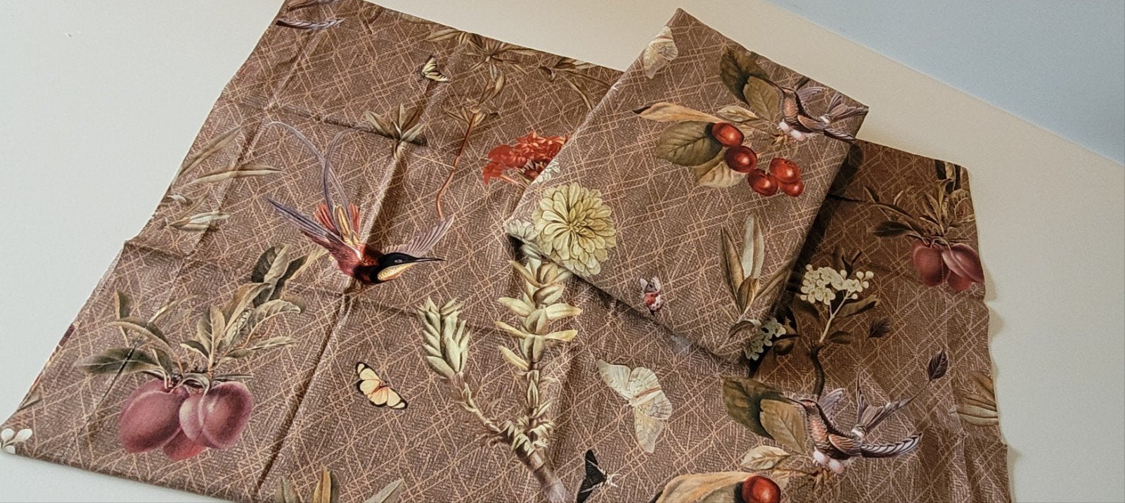 VanDyck eenpersoons dekbedovertrek, bruin met bloemenprint, Ophalen, Eenpersoons, Meerkleurig, Dekbedovertrek