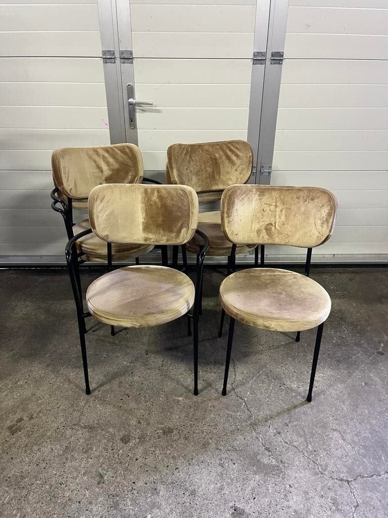 6 stuks luxe horeca satelliet restaurant stoelen, Huis en Inrichting, Stoelen, Ophalen, Zwart, Zo goed als nieuw, Stof