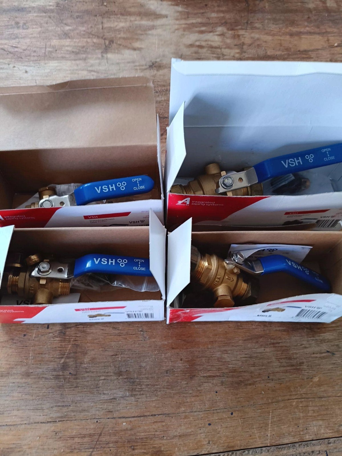4x VSH Kiwa kogelkraan messing knel, Ophalen of Verzenden, Nieuw, Koper, Kraan