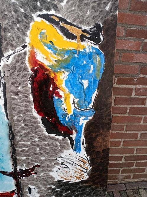 Grappig Leuk schilderij Hoogte 130 Breed 110, Ophalen, Oorspronkelijke maker, 125 cm of meer, Zo goed als nieuw