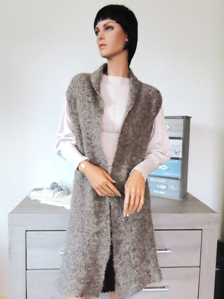 THE BARN Geweldig Mooi Grijsbruin Alpaca Wollen Vest M 38, Kleding | Dames, Truien en Vesten, Maat 38/40 (M), Ophalen of Verzenden