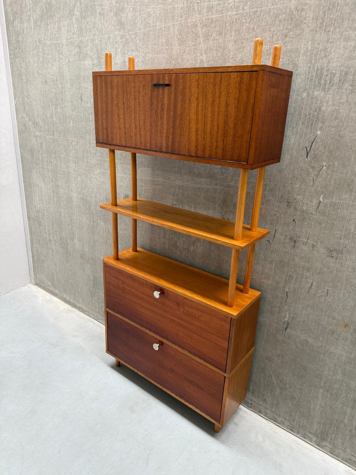 Vintage Teak Stokkenkast - Semi Modulair, Ophalen of Verzenden