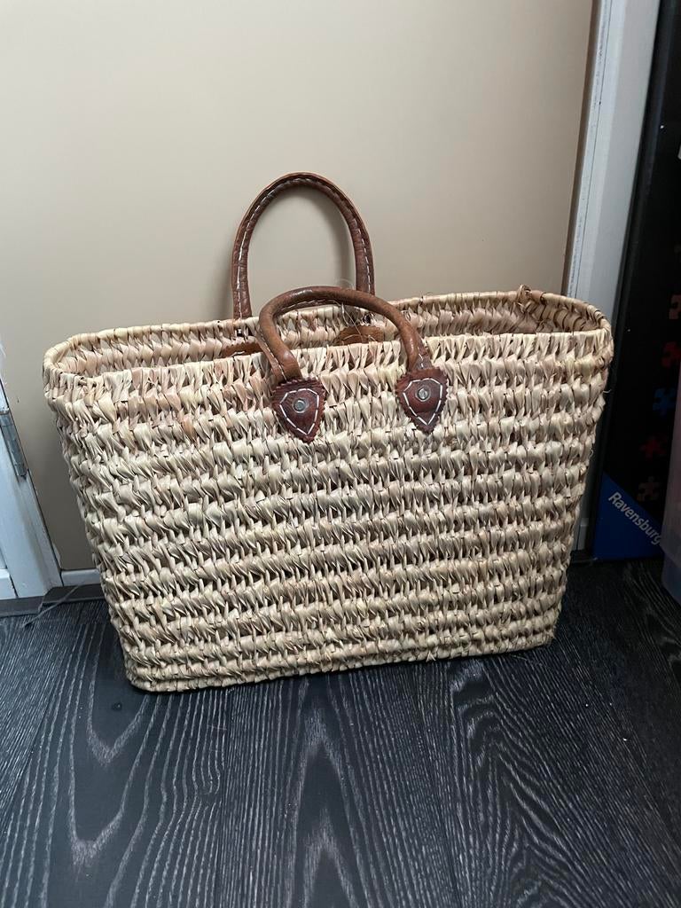 Rieten boodschappenmand - Goede staat (48x36x14cm), Huis en Inrichting, Woonaccessoires | Schalen en Manden, Gebruikt, Mand, Ophalen of Verzenden
