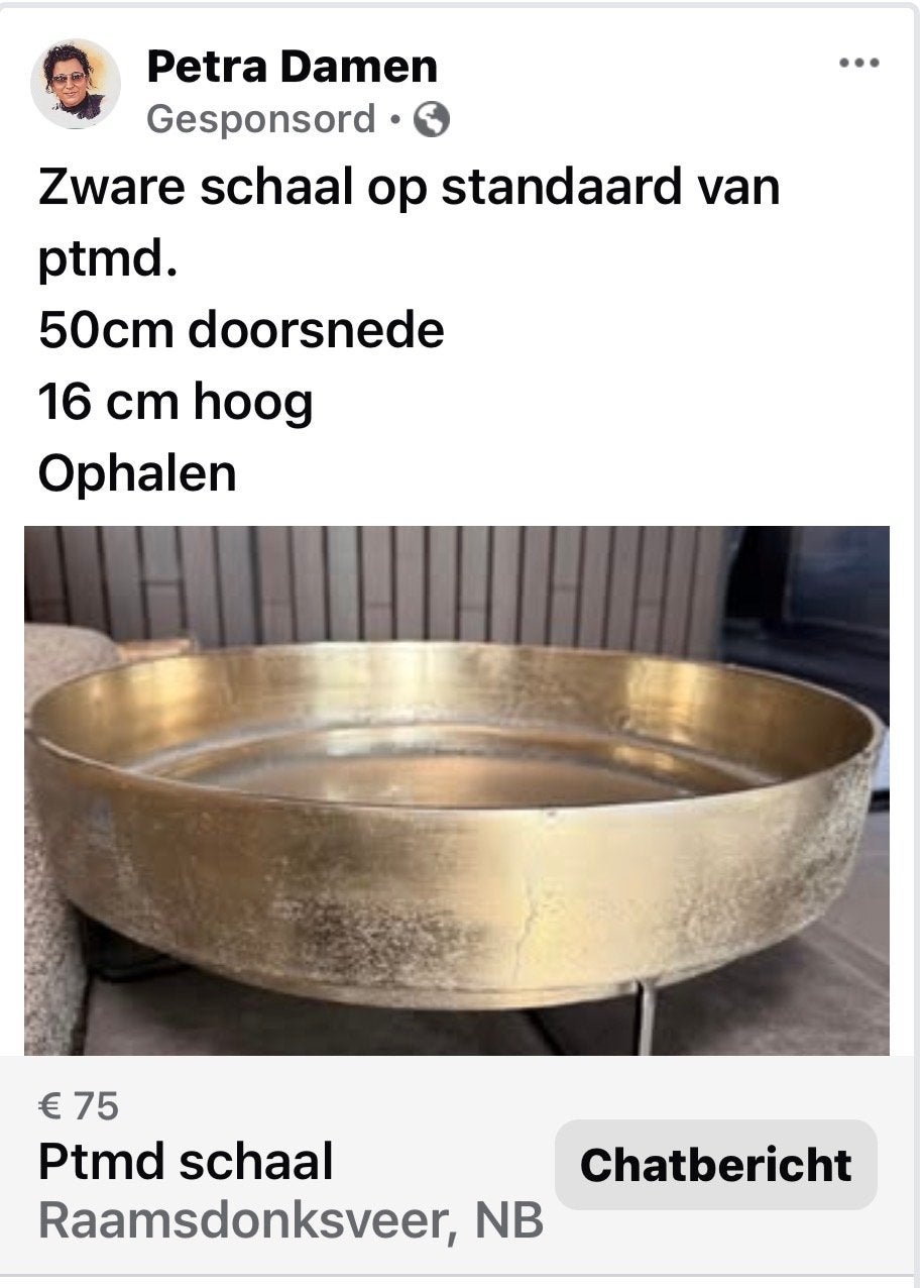 Zware PTMD schaal op standaard - 50cm doorsnede, Ophalen, Op voet, Schaal, Rond