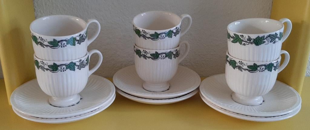 6x Wedgwood Stratford espresso kop en schotel, Ophalen, Zo goed als nieuw, Overige stijlen, Kop(pen) en/of Schotel(s)