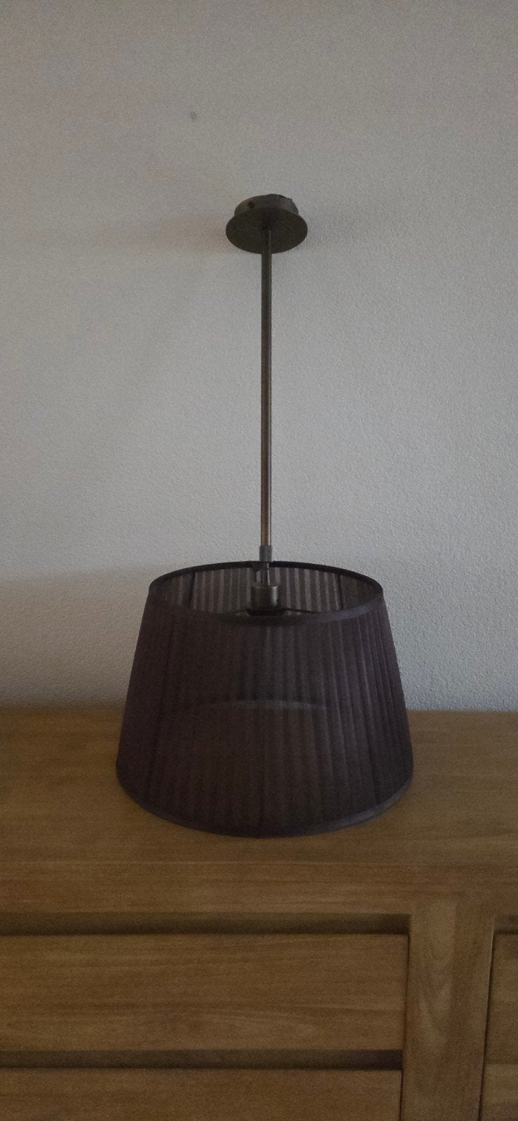 hanglamp, tafellampje en 2 lampenkapjes, Ophalen, Bruin, Rond