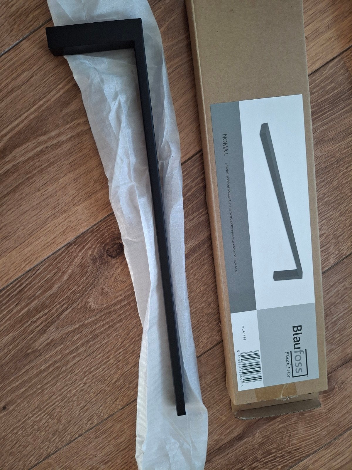Blaufoss Nomal L-vormige handdoekhouder - Zwart (41 cm), Handdoekenrek, Nieuw, Ophalen of Verzenden, Overige merken